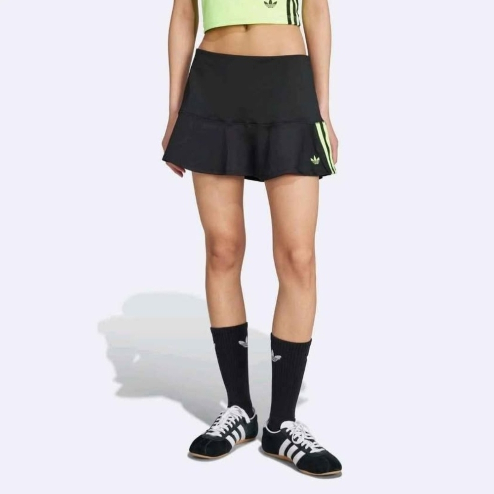 Adidas Black Skirt with Bright Green Stripes